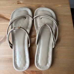 Faux Leather Flip Flops with Jewel Charms